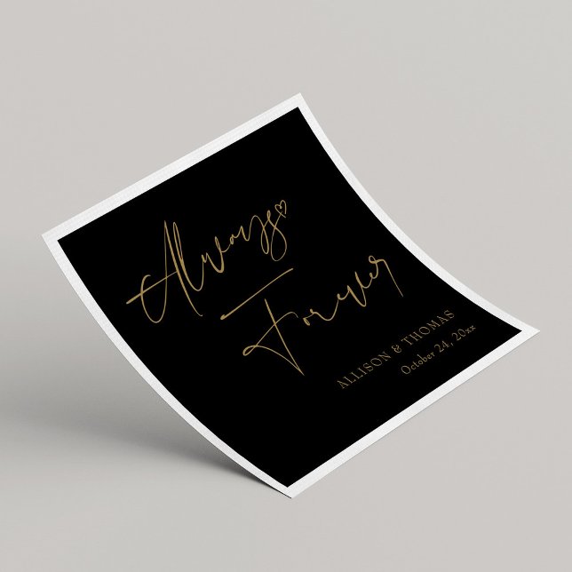 Personalisiert immer und für immer in der Goldhoch Serviette (Personalized Always and Forever in Gold Wedding Napkins)