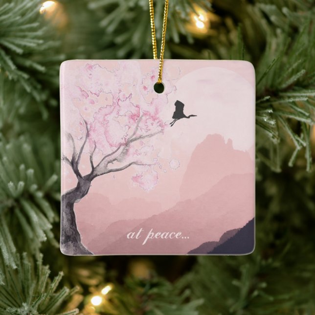 Personalisiert in Frieden Japanisch Weihnachten Keramikornament (Baum)