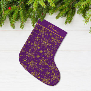 Personalisiert in Lila und Gold Großer Weihnachtsstrumpf