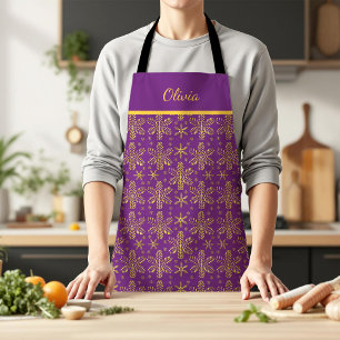 Personalisiert in Lila und Gold Schürze