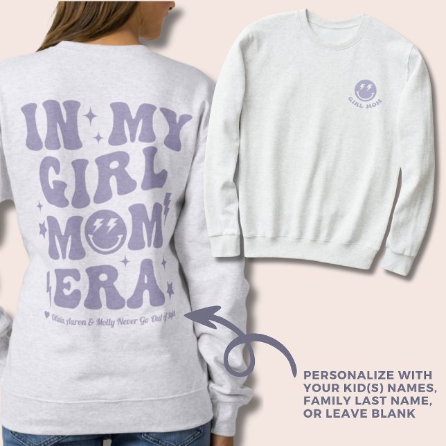 Personalisiert in My Girl Mama Era Sweatshirt Lila (Personalized In My Girl Mom Era Sweatshirt Purple Crewneck for Mom)