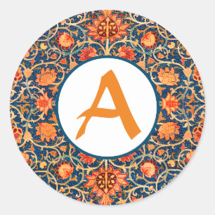 PERSONALISIERT INTIAL William Morris ROUND STICKER