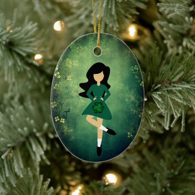 Personalisiert Irish Dance Black Hair Weihnachten Keramik Ornament (Baum)