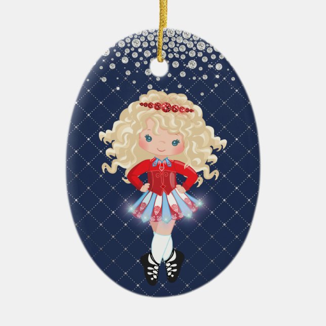 Personalisiert Irish Dance Blond Girl Weihnachten Keramik Ornament (Vorne)