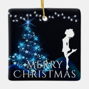 Personalisiert Irish Dance Blue Christmas Tree Keramikornament