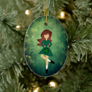 Personalisiert Irish Dance Brown Hair Weihnachten Keramik Ornament