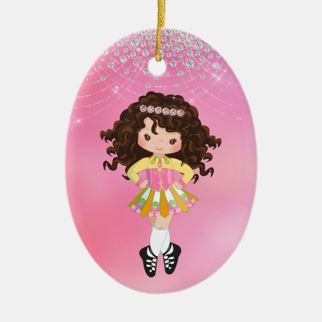 Personalisiert Irish Dance Brünett Girl Keramik Ornament (Vorne)