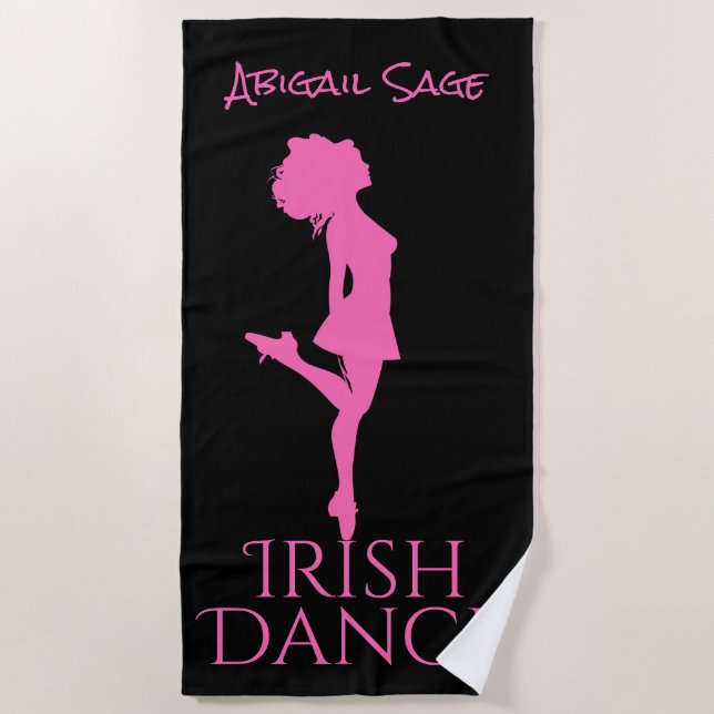 Personalisiert Irish Dancer Black and Pink Dance Strandtuch (Vorderseite)