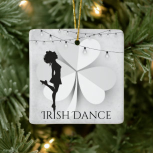 Personalisiert Irish Dancer Clover Dance Weihnacht Keramikornament