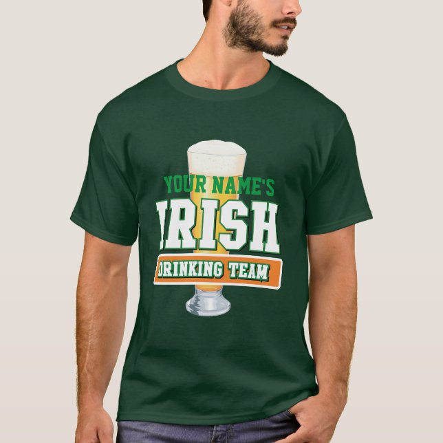 Personalisiert Irish Drink Team Dark T - Shirt (Vorderseite)