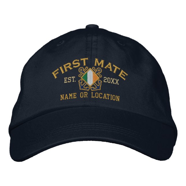 Personalisiert Irish First Mate Nautical Embroider Bestickte Kappe (Vorderseite)