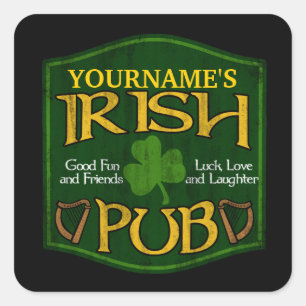 Personalisiert Irish Pub Sign Quadratischer Aufkleber