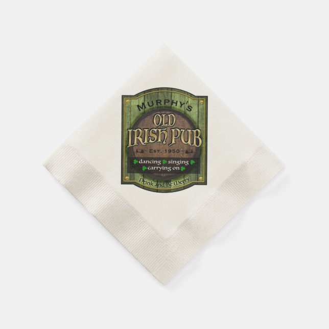 Personalisiert, Irish Pub Sign Serviette (Ecke)