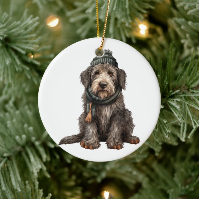 Personalisiert Irish Wolfhound Dog Keramik Ornament (Baum)