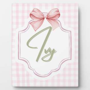 Personalisiert Ivy Baby Girl Kinderzimmer Bow&Ging Fotoplatte