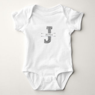 Personalisiert J Initial Silver Monogram - Ihr Nam Baby Strampler