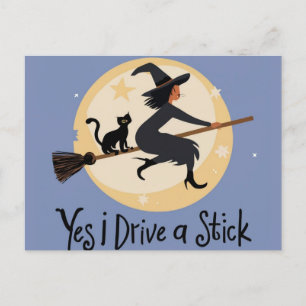 Personalisiert Ja, ich fahre einen Stick, Hallowee Postkarte