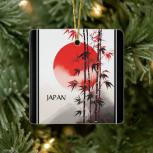 Personalisiert Japan Sun und Bamboo Japanischer Ur Keramikornament