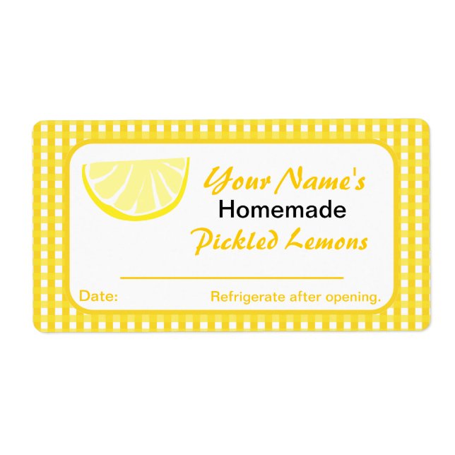 Personalisiert Jar Stickers Lemon Preserve (Vorne)