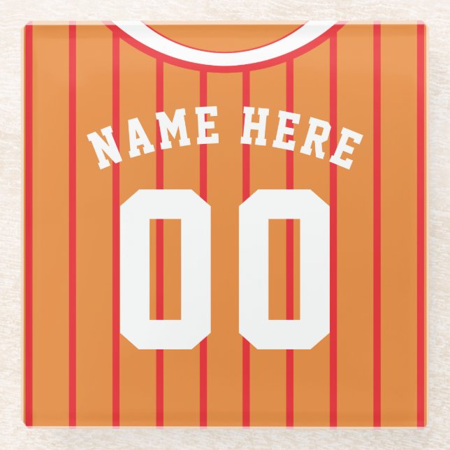 Personalisiert Jersey Untersetzer Red Pinstripe Ba (Vorderseite)