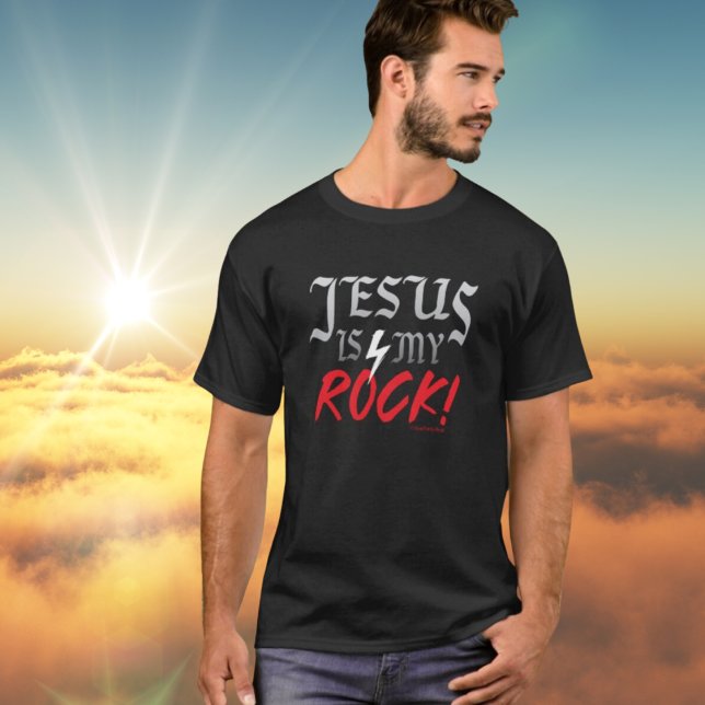 Personalisiert "Jesus is My Rock" Rock and Roll T- T-Shirt (Von Creator hochgeladen)