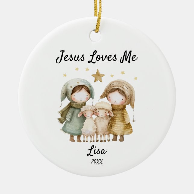 Personalisiert Jesus Lieben Ich Kinder Weihnachtsb Keramik Ornament (Vorne)