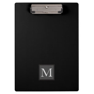 Personalisiert Jet Black Monogram Geschenke für ih Klemmbrett