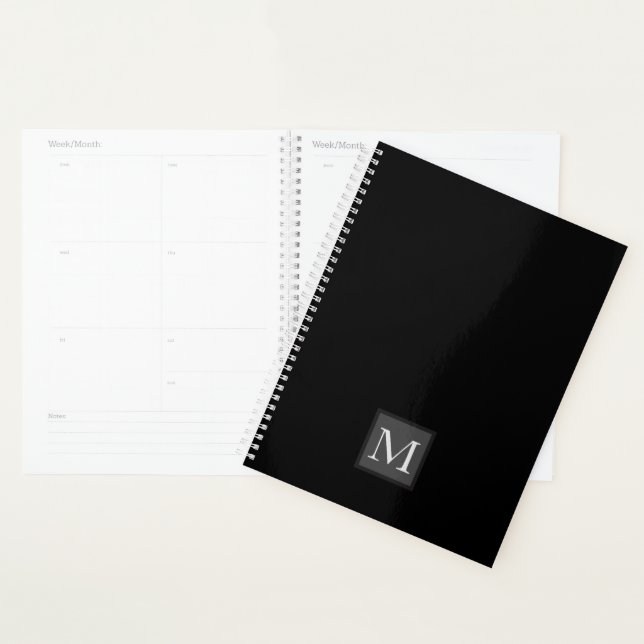 Personalisiert Jet Black Monogram Geschenke für ih Planer (Anzeige)