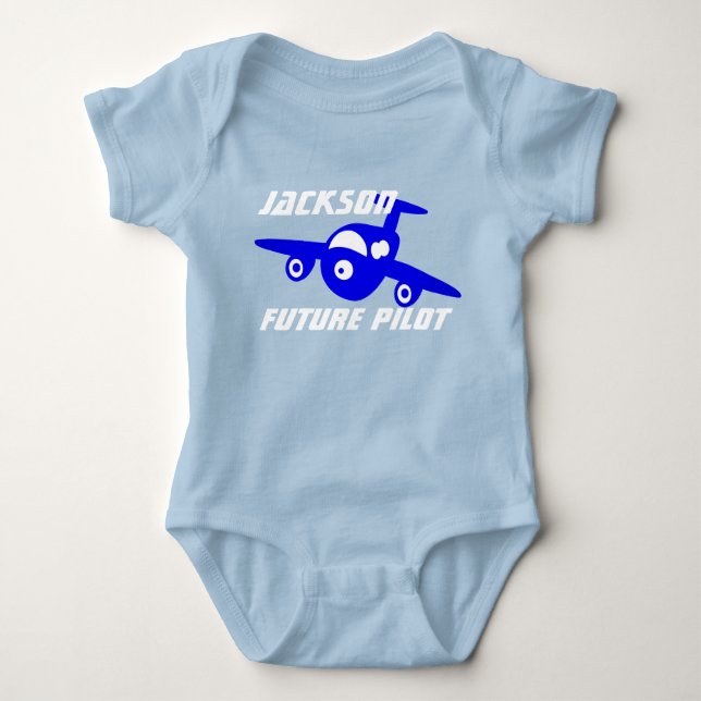Personalisiert Jet "Future Pilot" Baby Strampler (Vorderseite)