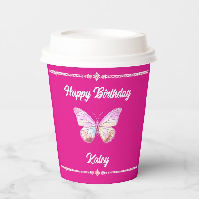 Personalisiert Jewel Butterfly Cup Pappbecher (Vorderseite)