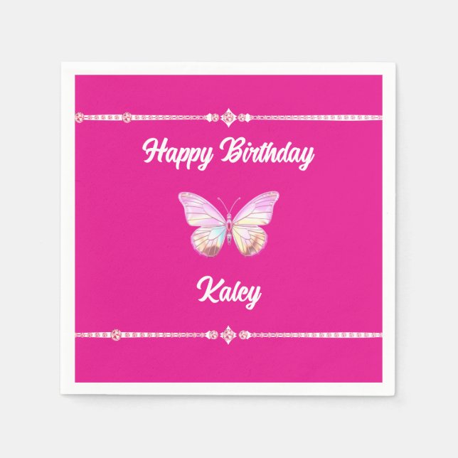 Personalisiert Jewel Butterfly Paper Napkin Serviette (Vorderseite)