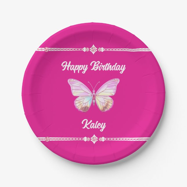 Personalisiert Jewel Butterfly Paper Plate Pappteller (Vorderseite)