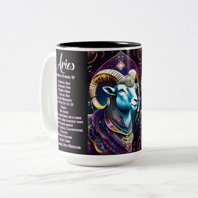 Personalisiert Jewel Galaxy Zodiac Aries Zweifarbige Tasse (Vorderseite Links)