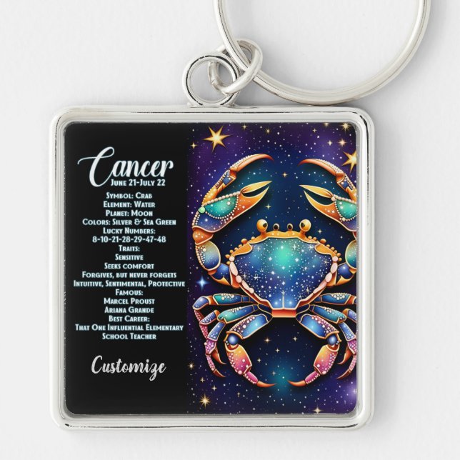 Personalisiert Jewel Galaxy Zodiac Cancer Schlüsselanhänger (Vorne)