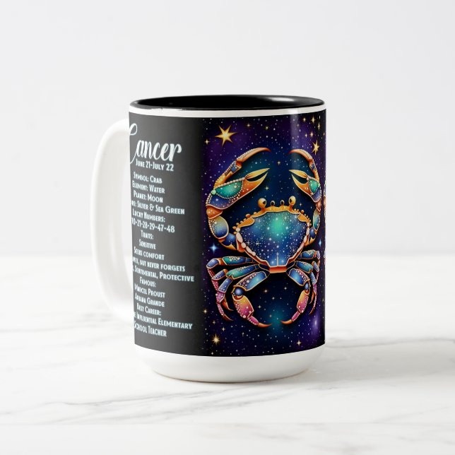 Personalisiert Jewel Galaxy Zodiac Cancer Zweifarbige Tasse (Vorderseite Links)