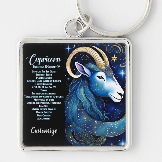Personalisiert Jewel Galaxy Zodiac Capricorn Schlüsselanhänger (Vorne)