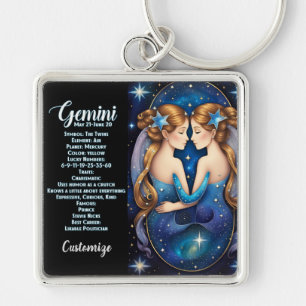Personalisiert Jewel Galaxy Zodiac Gemini Schlüsselanhänger