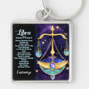Personalisiert Jewel Galaxy Zodiac Libra Schlüsselanhänger