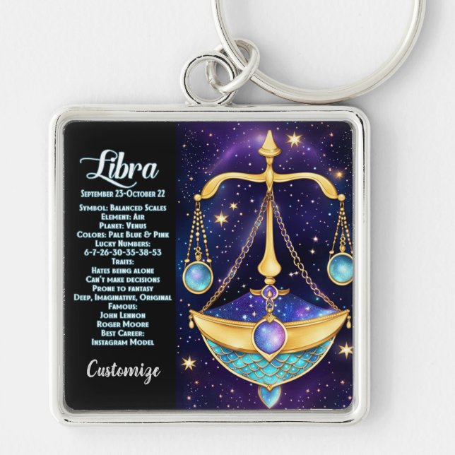 Personalisiert Jewel Galaxy Zodiac Libra Schlüsselanhänger (Vorne)