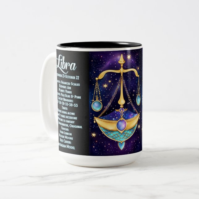 Personalisiert Jewel Galaxy Zodiac Libra Zweifarbige Tasse (Vorderseite Links)