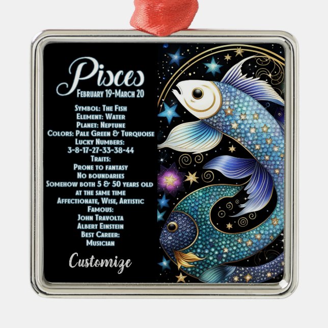 Personalisiert Jewel Galaxy Zodiac Pisces Ornament Aus Metall (Vorne)