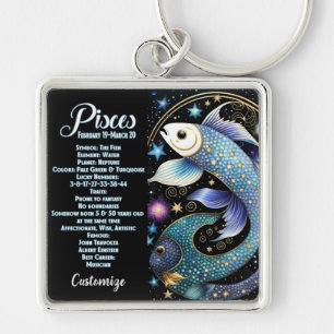 Personalisiert Jewel Galaxy Zodiac Pisces Schlüsselanhänger