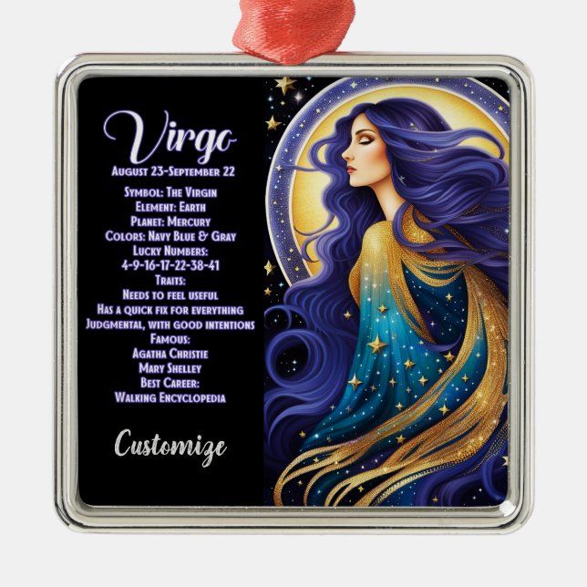 Personalisiert Jewel Galaxy Zodiac Virgo Ornament Aus Metall (Vorne)