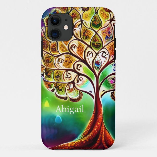 Personalisiert Jewel Tone Tree of Life Beautiful Case-Mate iPhone Hülle (Rückseite)