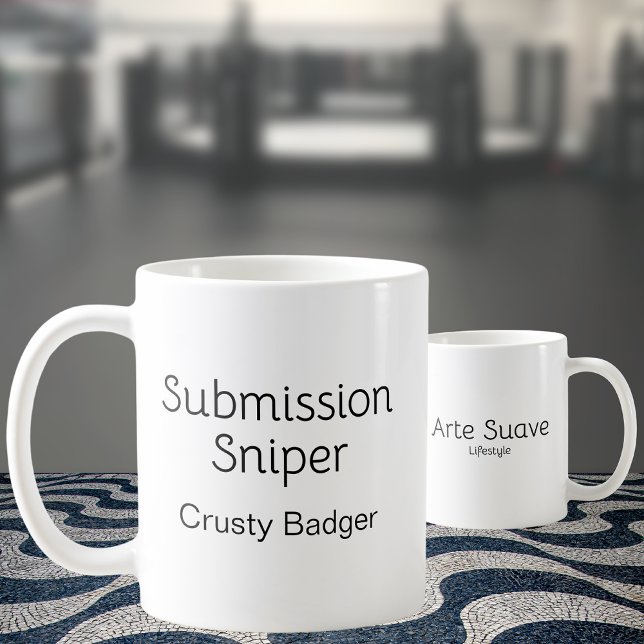 Personalisiert Jiu Jitsu Submission Sniper Kaffeetasse (2 personalized "Submission Sniper" mugs showing front and rear print)