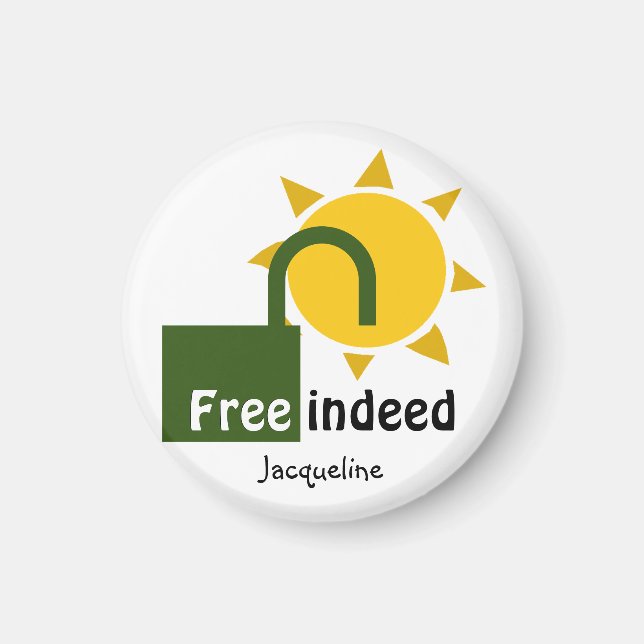 Personalisiert John 8:36 FREE INDEED Christlich Magnet (Vorne)