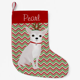 Personalisiert Jolly White Chihuahua Kleiner Weihnachtsstrumpf