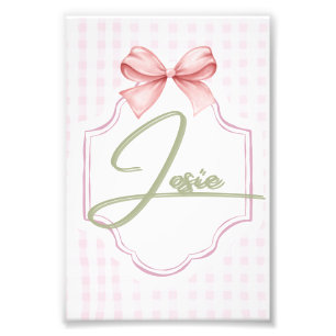 Personalisiert Josie Baby Girl Kinderzimmer Bow&Gi Fotodruck