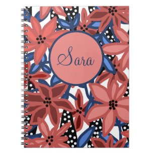 Personalisiert Journal Red Floral Tropical Design Notizblock