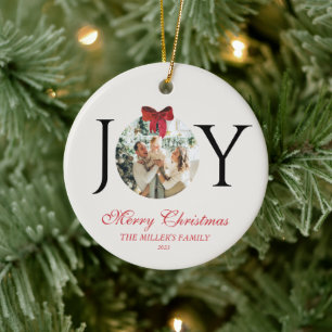 PERSONALISIERT JOY MERRY CHRISTMAS FOTO KERAMIK ORNAMENT
